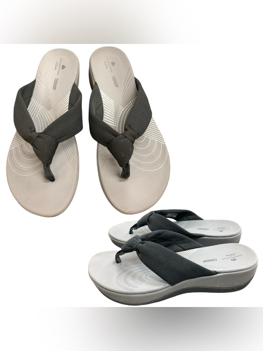 Clarks Black Knot-Front Thong Sandals S7